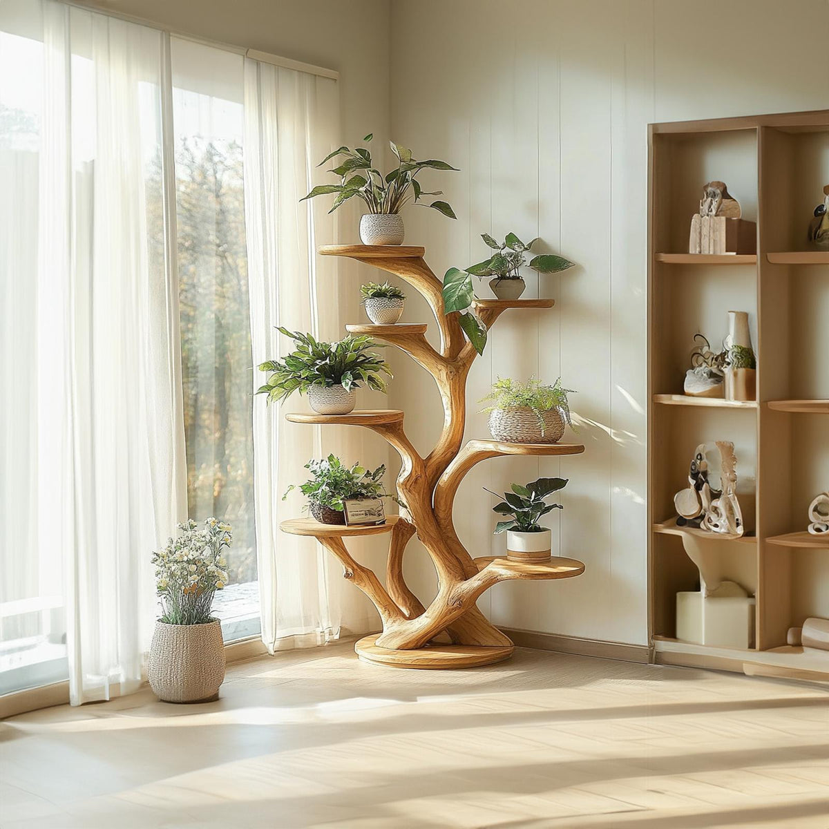 Rustic Organic Tree Stand Botanical Room Accent