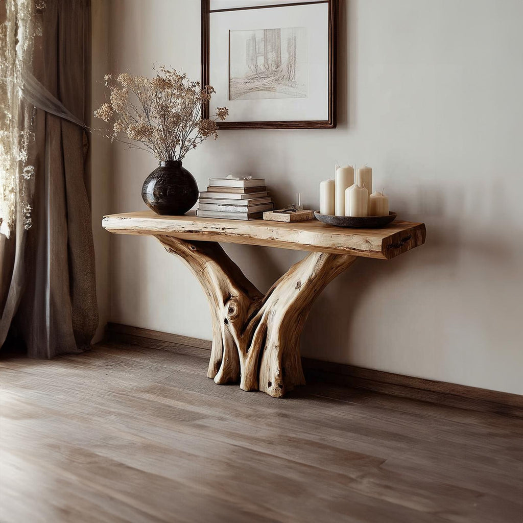 Rustic Solid Wood Console Table, Living Room & Entryway Decor Accent Sofa Table, Model