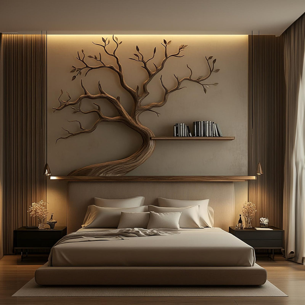 Mid Century Tree Branch Bookshelf Bedroom Wall Decor