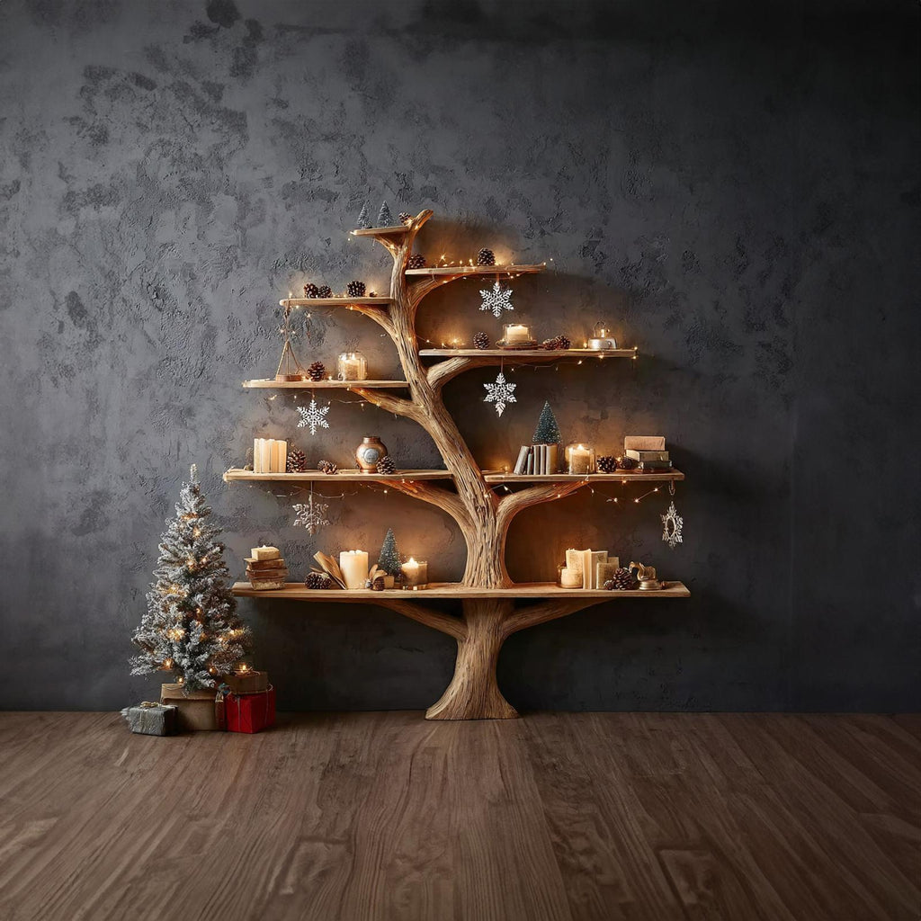 Rustic Tree Bookshelf Holiday Study Bedroom