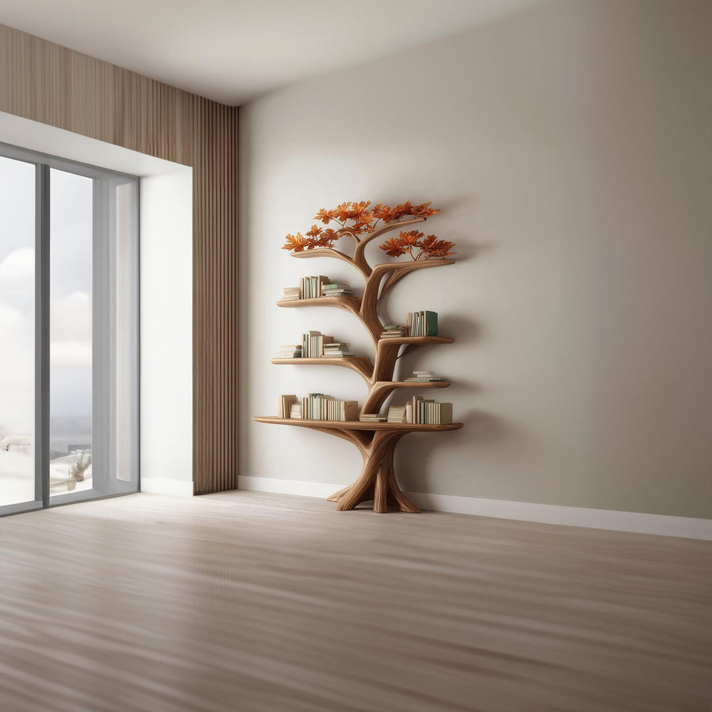 Rustic Tree Shelf Living Room Storage