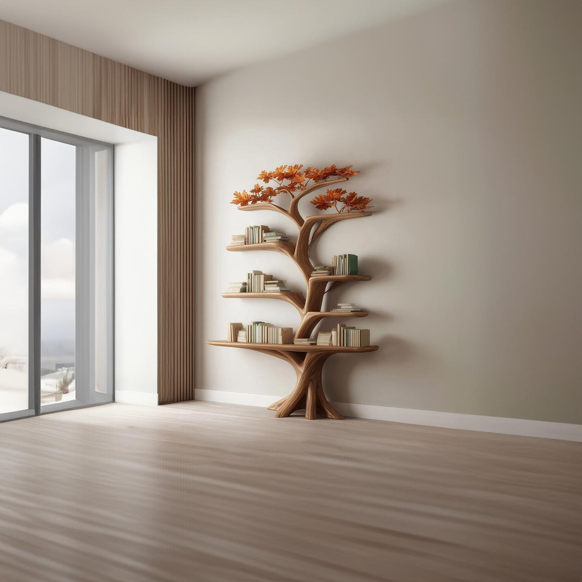 Rustic Tree Shelf Living Room Storage