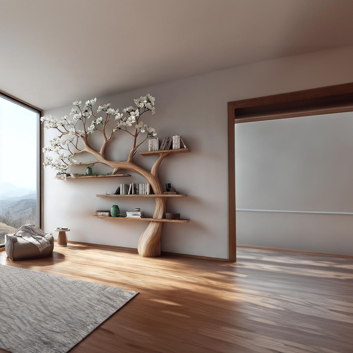 Mid Century Tree Bookshelf Holiday Study room