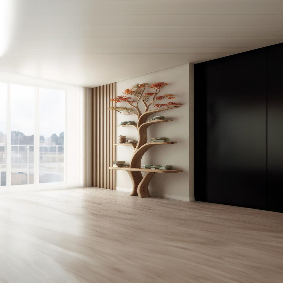 Midcentury Tree Wall Shelf Study Room