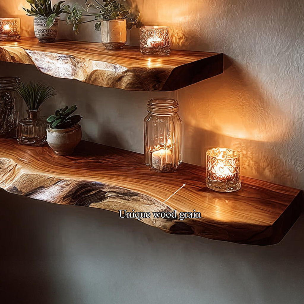 Rustic Floating Shelf Candle Display Bedroom Accent