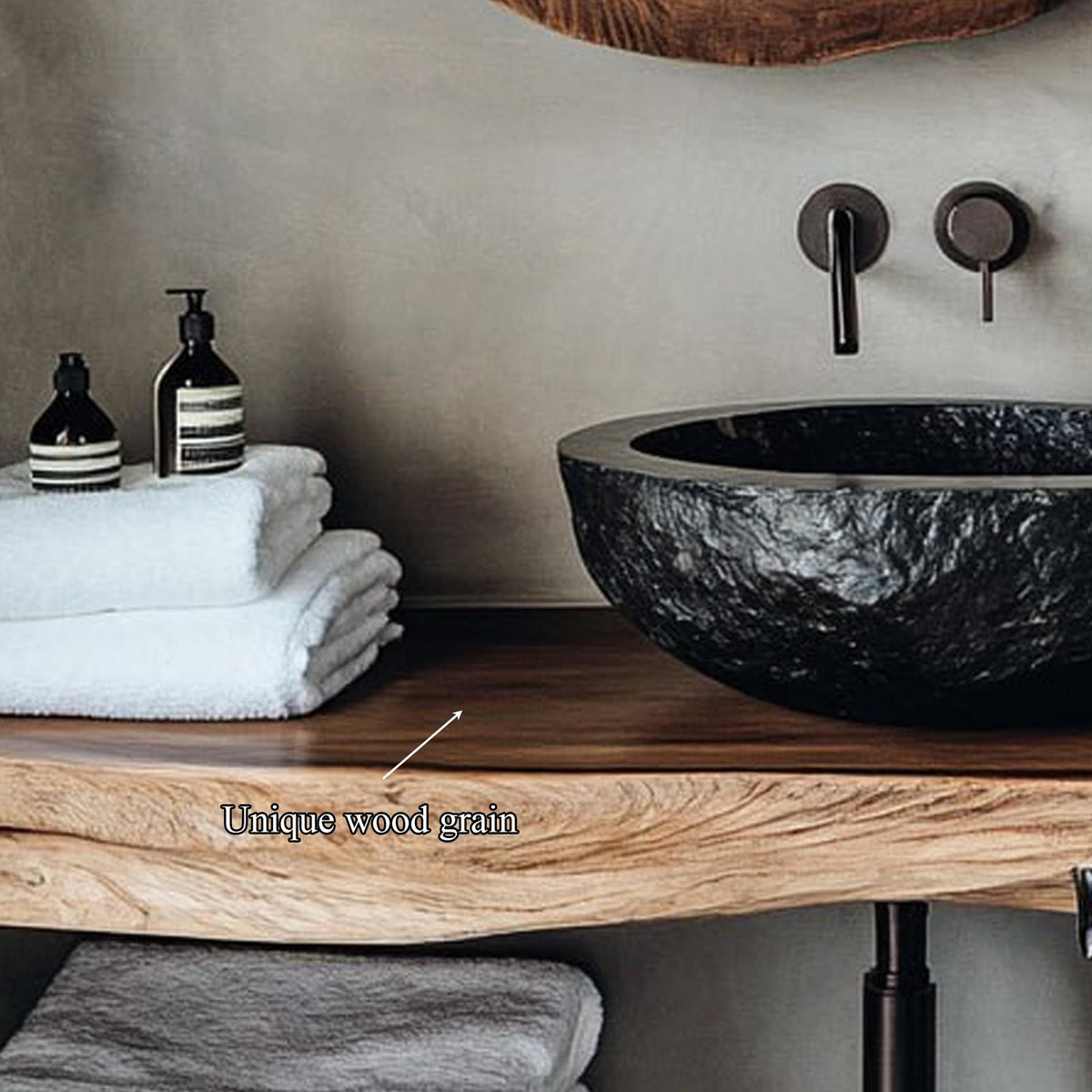 Mid-Century Floating Shelf, Farmhouse Solid Wood Bathroom Vanity, Single Sink Washroom Countertop Shelf