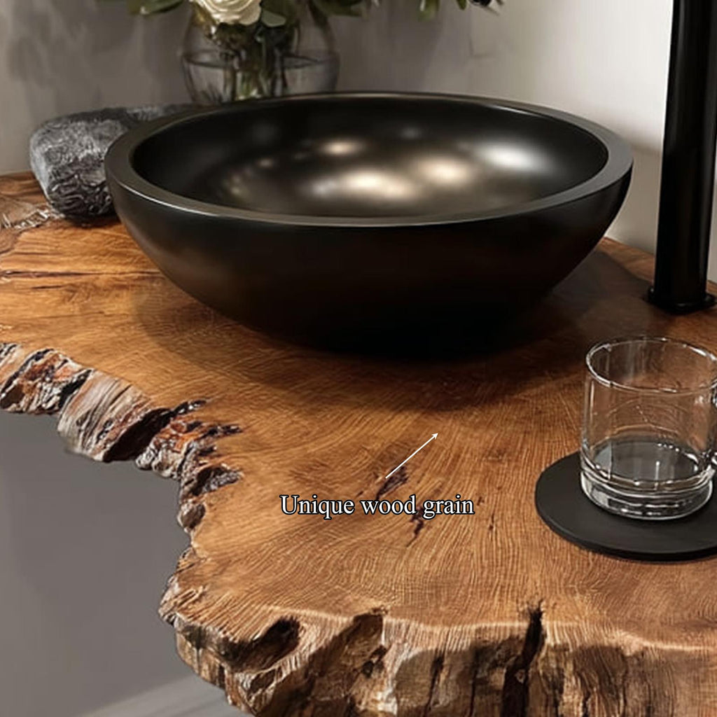 Rustic Floating Shelf, Narrow Solid Wood Washroom Vanity Countertop, Small Bathroom Single Sink Console Shelf