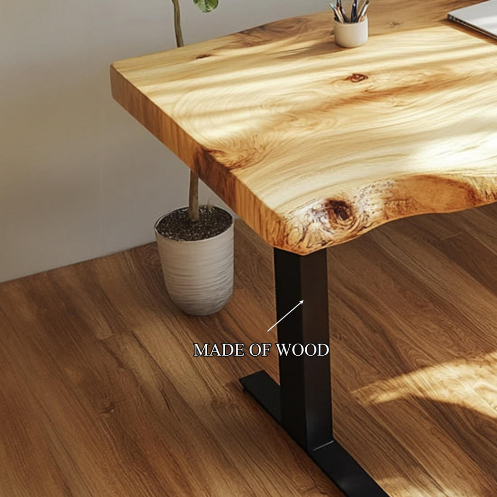 Rustic Live Edge Wooden Work Desk Modern Home Office