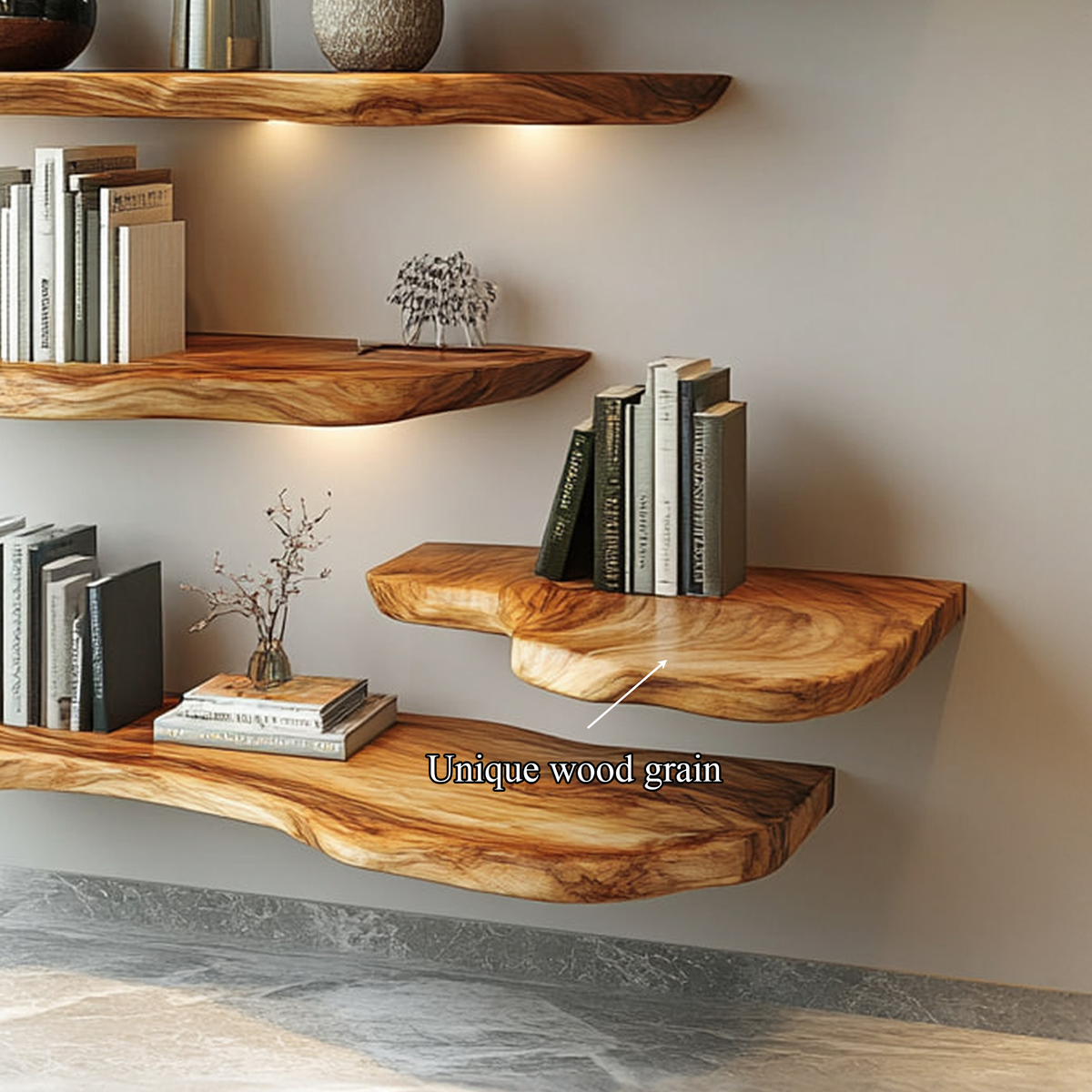 Rustic Live Edge Wall Shelf Living Room Or Bedroom