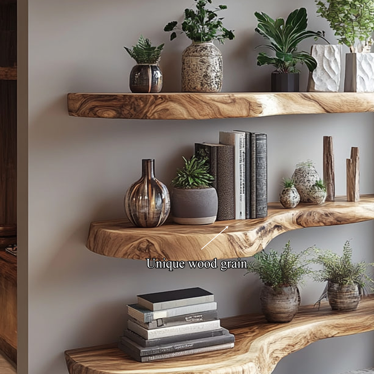 Rustic Live Edge Floating Bookshelf Living Room Or Office