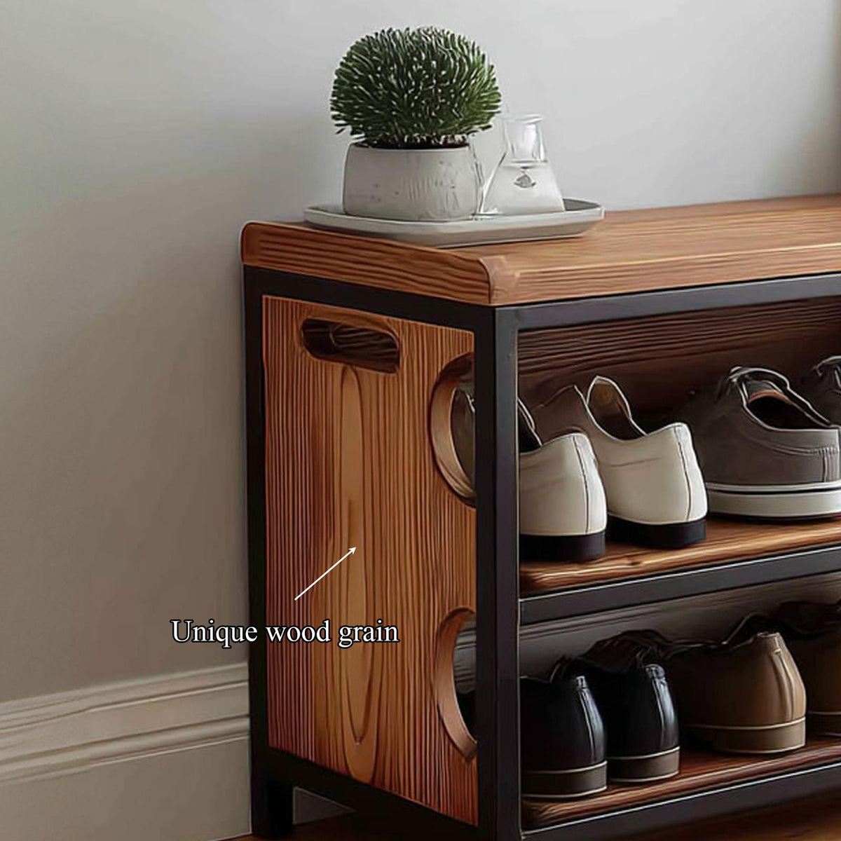 Midcentury Modern Shoe Bench Entryway