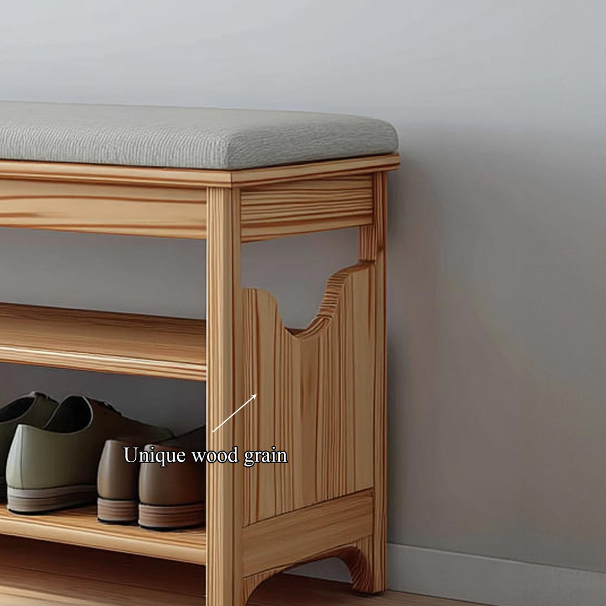 Midcentury Farmhouse Bench Shoe Rack Entryway