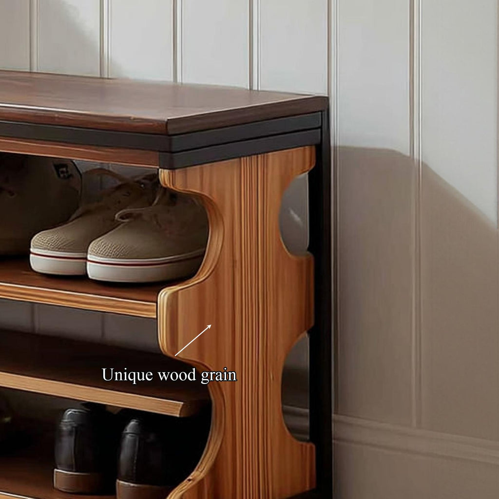 Midcentury Shoe Organizer Bench Entryway