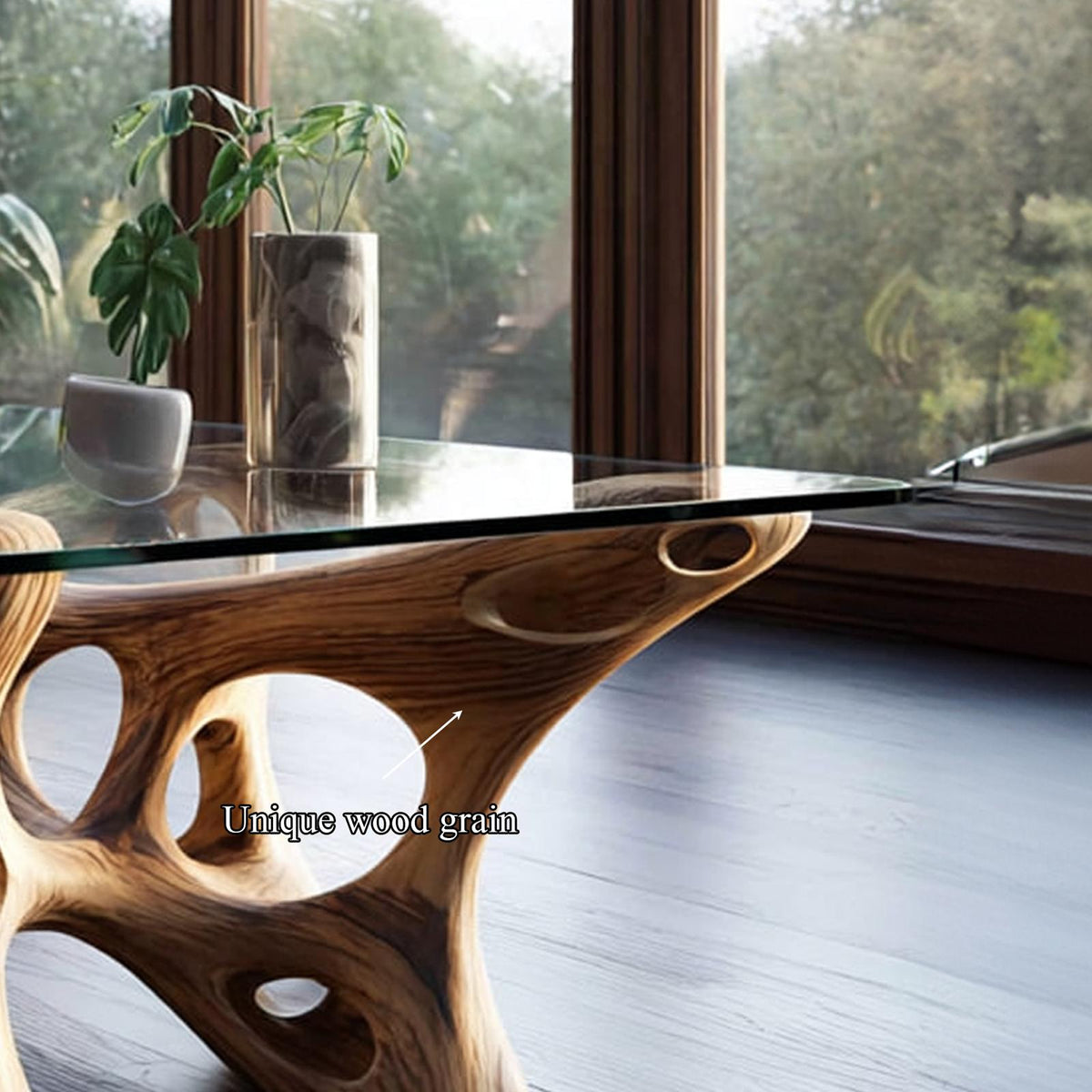 Spry Interior Mid Century Sculptural Wood Coffee Table, Modern Living Room Solid Wood Center Table, Model SINLKICF114