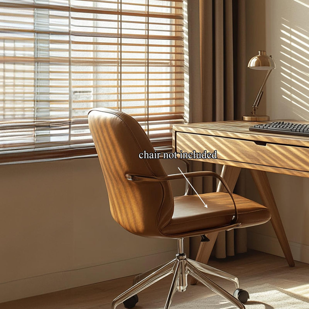 Contemporary Linear Work Desk, Solid Wood Minimalist Computer Writing Table for Home Office, Bedroom Study Desk