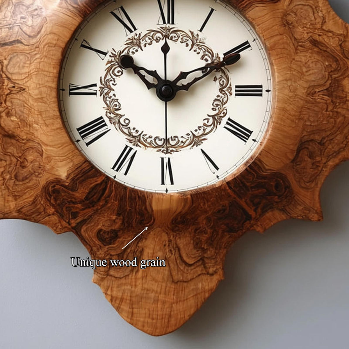 Rustic Unique Wood Wall Clock, Handcrafted Large Live Edge Tree Slice Silent Clock for Dining Area, Model