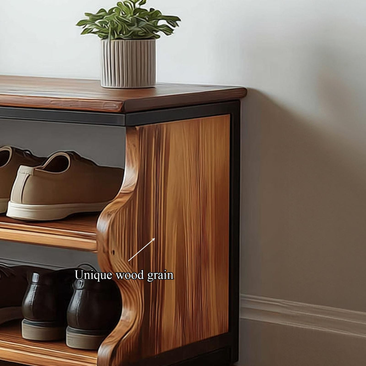 Midcentury Shoe Rack Bench Farmhouse Entryway
