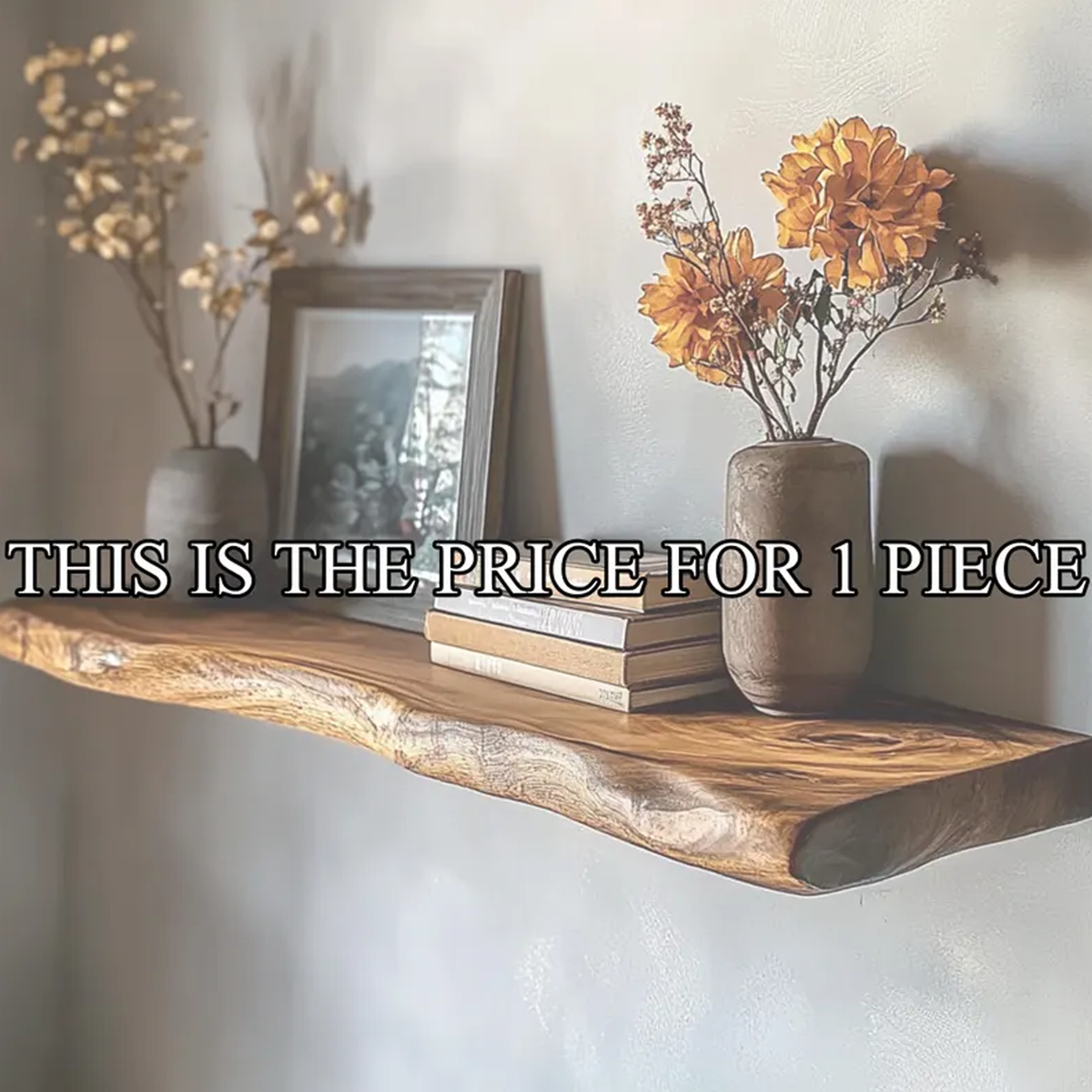 Rustic Handmade Floating Shelf, Tree Branch Wall Mounted Bookshelf, Spooky Gothic Halloween Living Room Decor