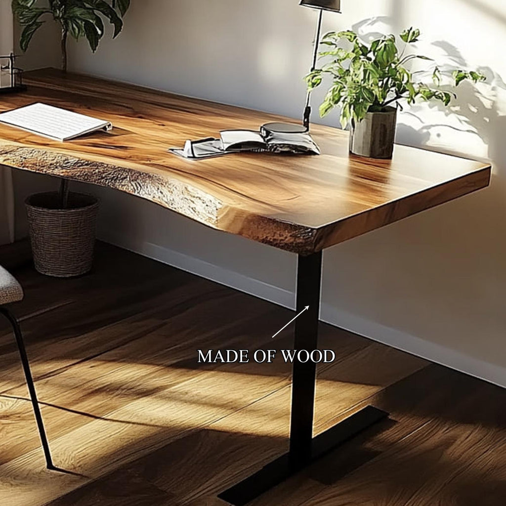 Rustic Contemporary Desk, Solid Wood Computer Writing Table for Bedroom, Home Office Study Workspace, Handcrafted