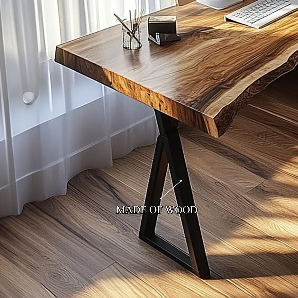 Modern Rustic Desk, Solid Wood Writing Computer Table for Bedroom, Art Studio & Home Office, Handcrafted Laptop Desk