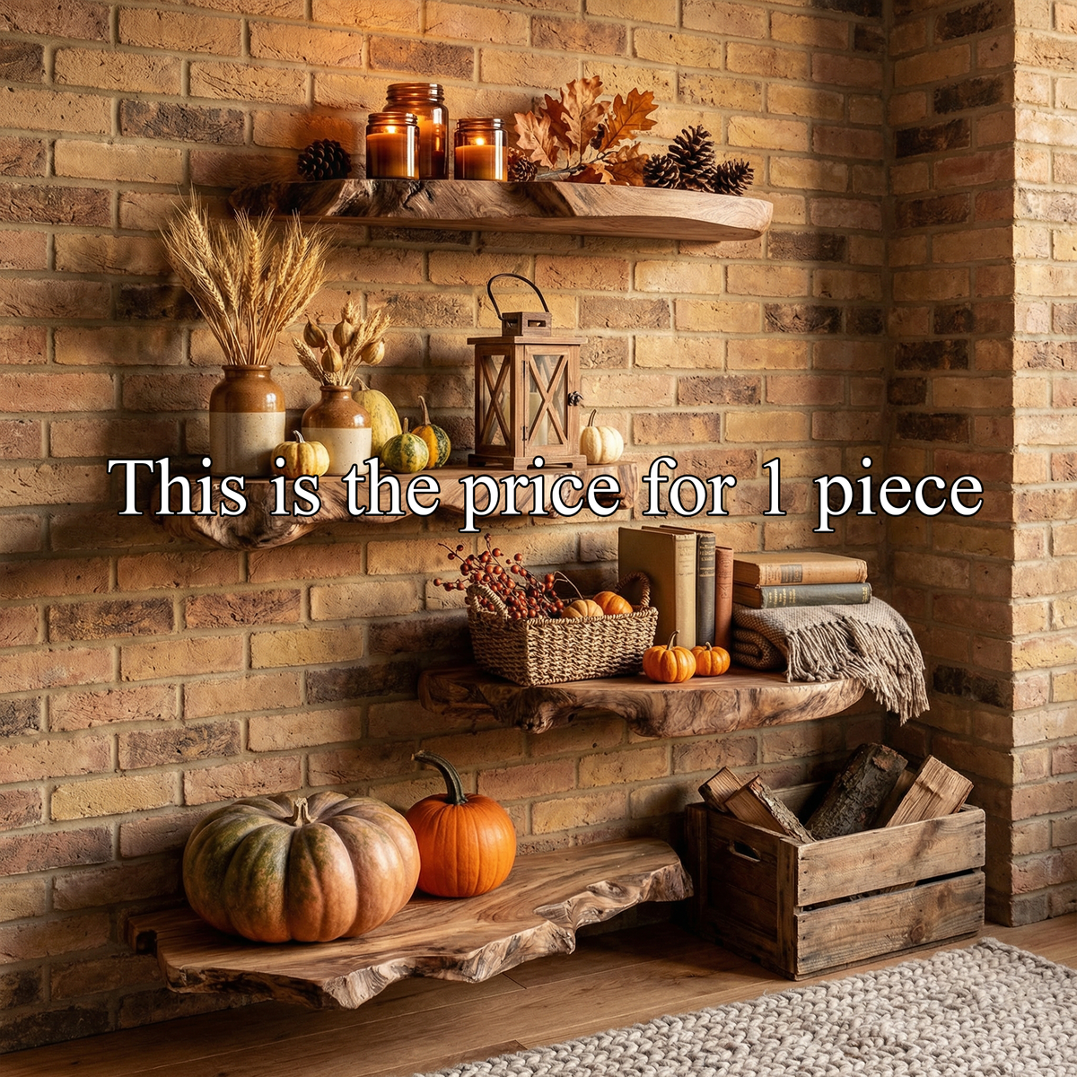Modern Live Edge Corner Floating Shelves, Solid Wood L Shaped Hanging Shelf, Rustic Bathroom & Living Room Organizer