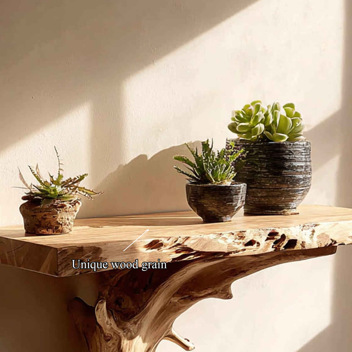 Rustic Floating Shelf, Solid Wood Wall Mounted Shelf, Handcrafted Display Storage Shelf for Bedroom & Living Room