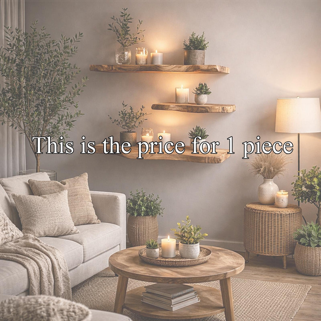 Rustic Farmhouse Live Edge Wooden Floating Shelf For Cozy Corner Decor