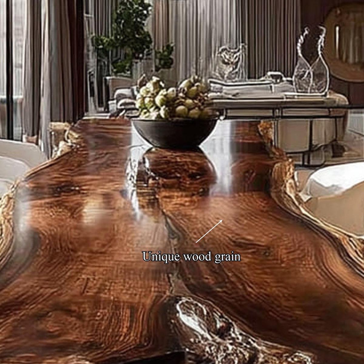 Mid Century Live Edge Timber Dining Table Kitchen