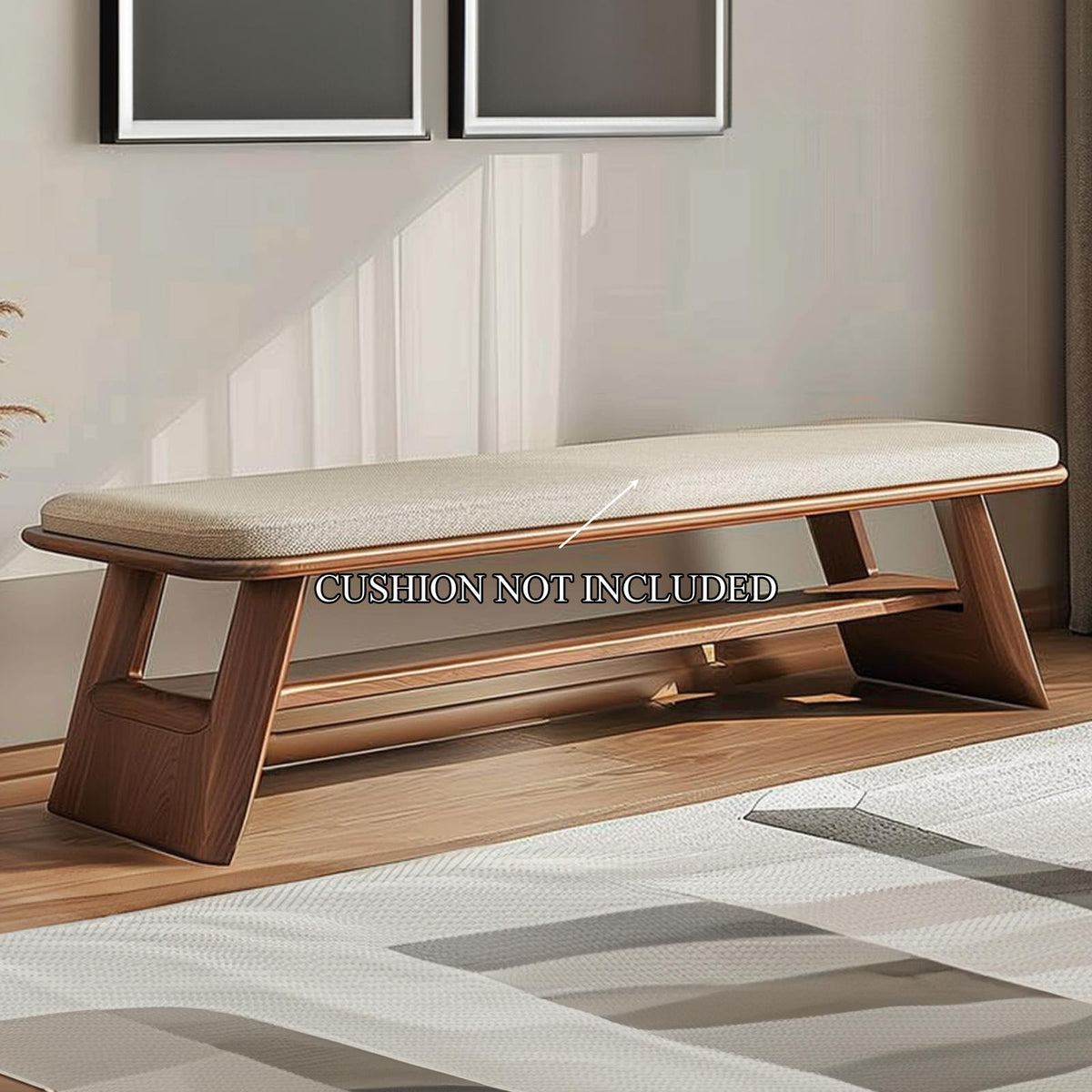 Mid Century Wooden Bench Living Room Decor