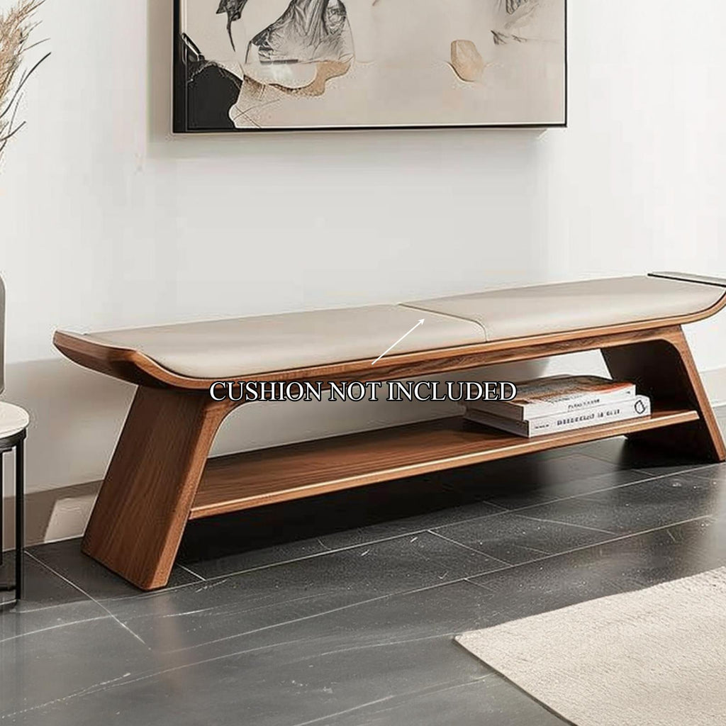 Mid Century Wooden Bench Living Room Or Bedroom Entryway