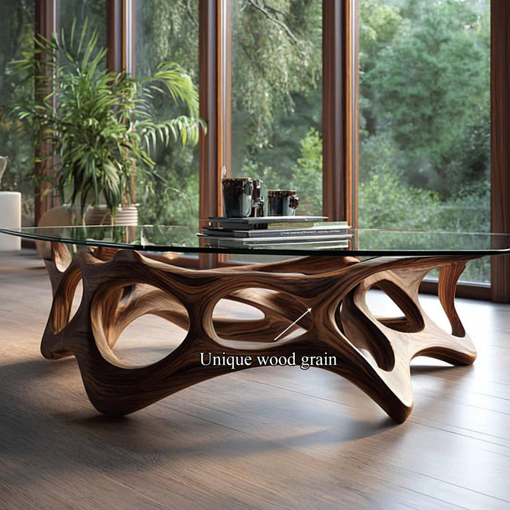 Spry Interior Mid Century Artistic Wood Coffee Table, Living Space Solid Wood Center Table, Model SINLKICF077