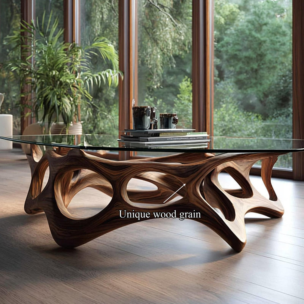Spry Interior Mid Century Artistic Wood Coffee Table, Living Space Solid Wood Center Table, Model SINLKICF077