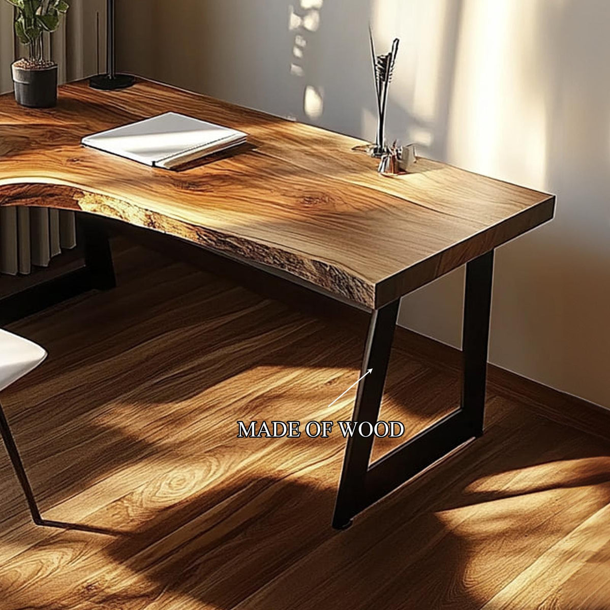 Rustic Artisan Work Desk, Solid Wood Handcrafted Writing Table for Bedroom Study, Reading Room Computer Desk