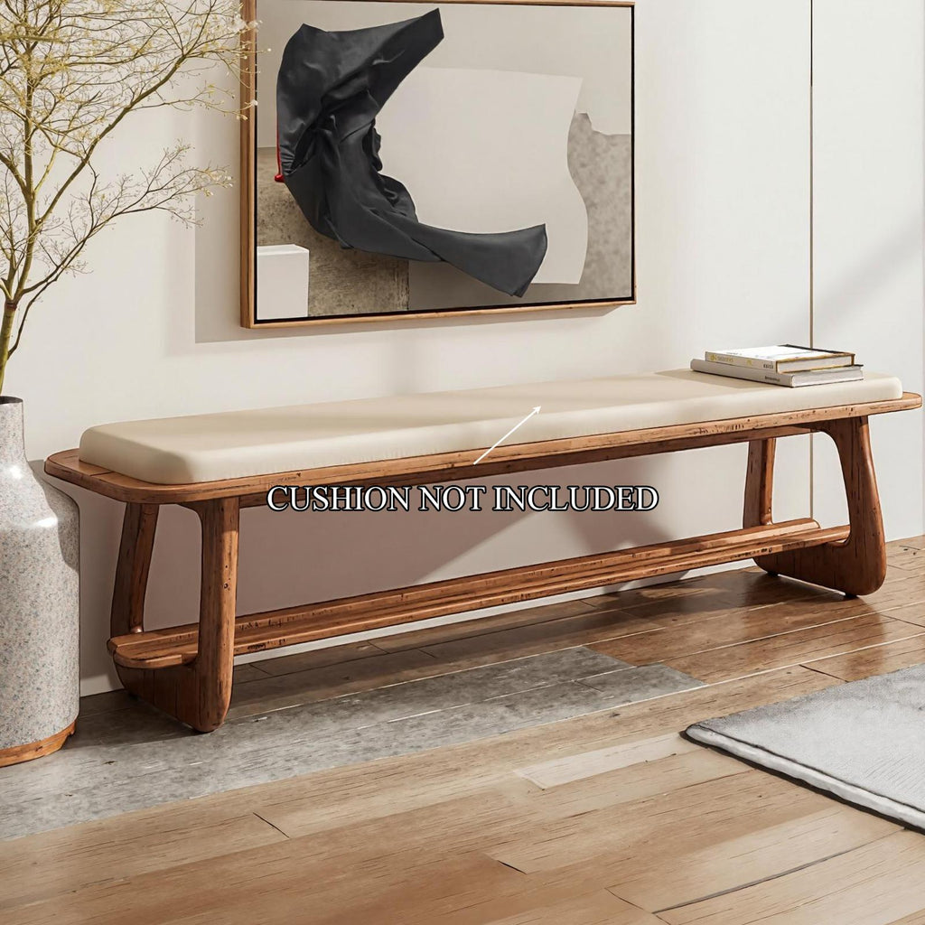 Mid Century Long Bench Entryway Dining Room Modern