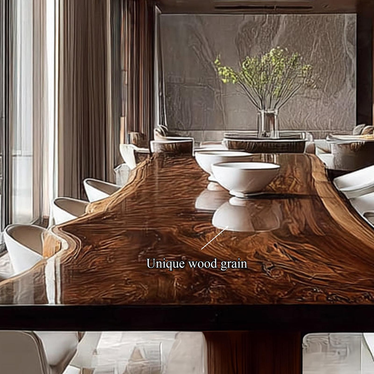 Rustic Solid Wood Slab Dining Table Dining Room