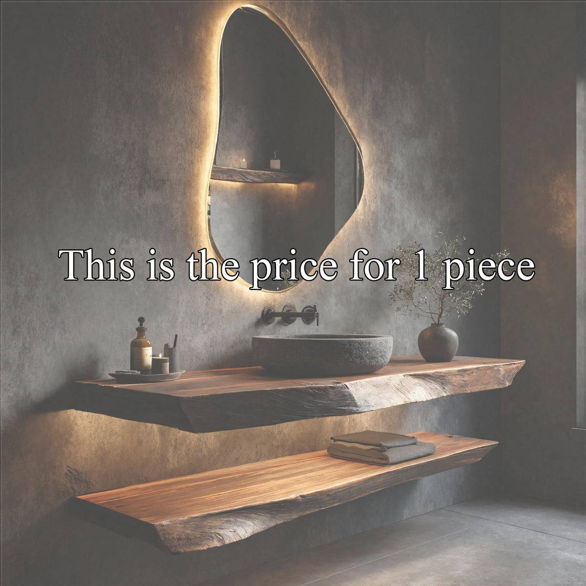 Organic Modern Bathroom Vanity Wall Mounted Wood Shelf SINLKIBRV249