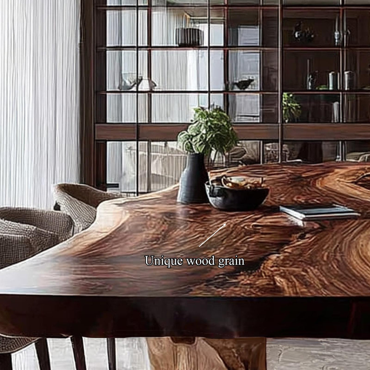 Rustic Raw Edge Wooden Dining Table Dining Room