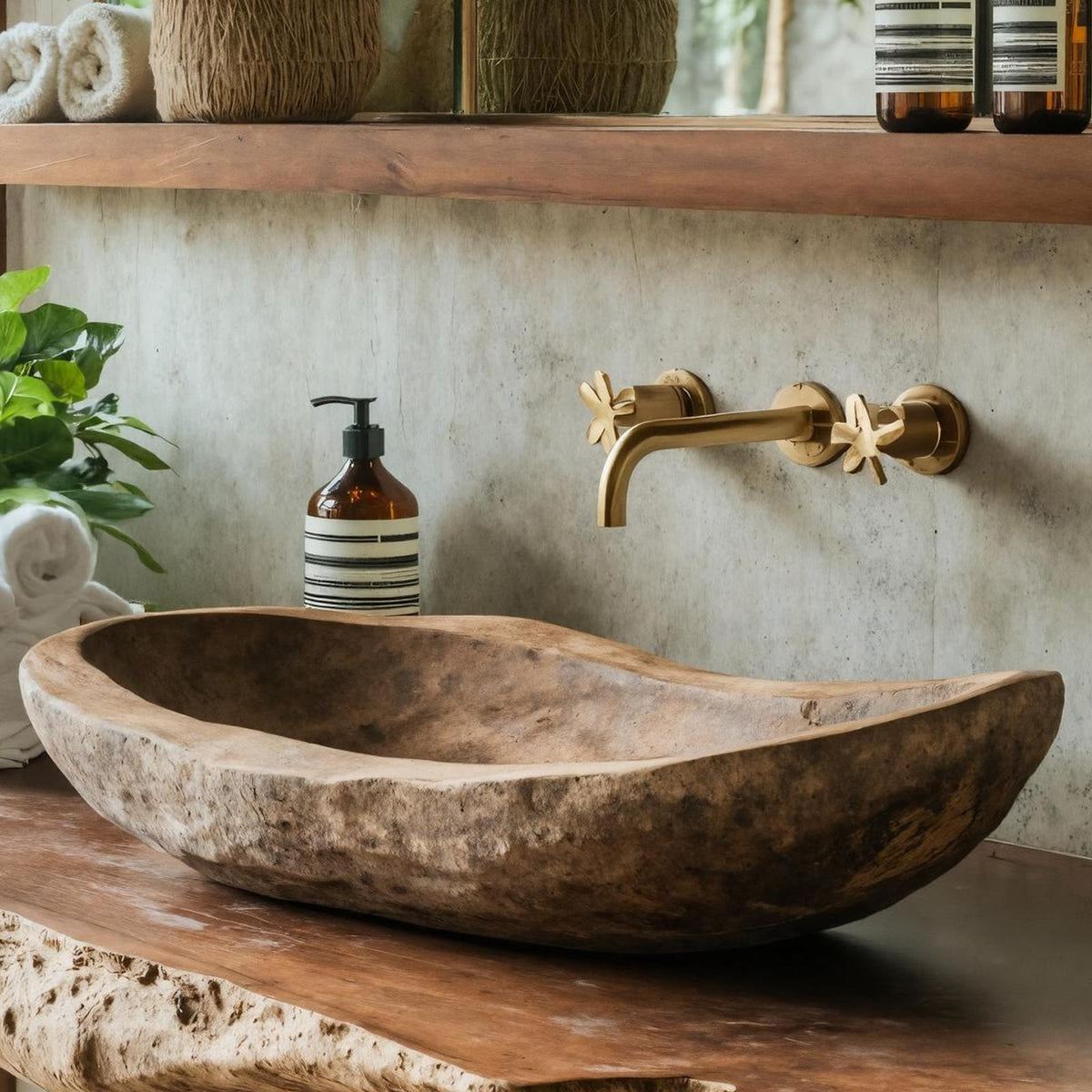 Handcrafted Farmhouse Wood Wash Basin For Bathroom Use