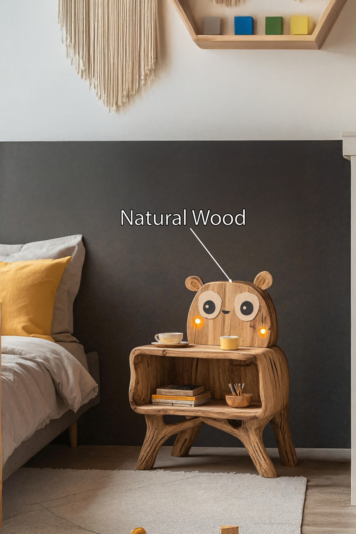 Spry Interior Mid-Century Wooden Nightstand, Solid Wood Bedside Table, Modern End Table with Drawers for Bedroom Decor SILDTTRNS001