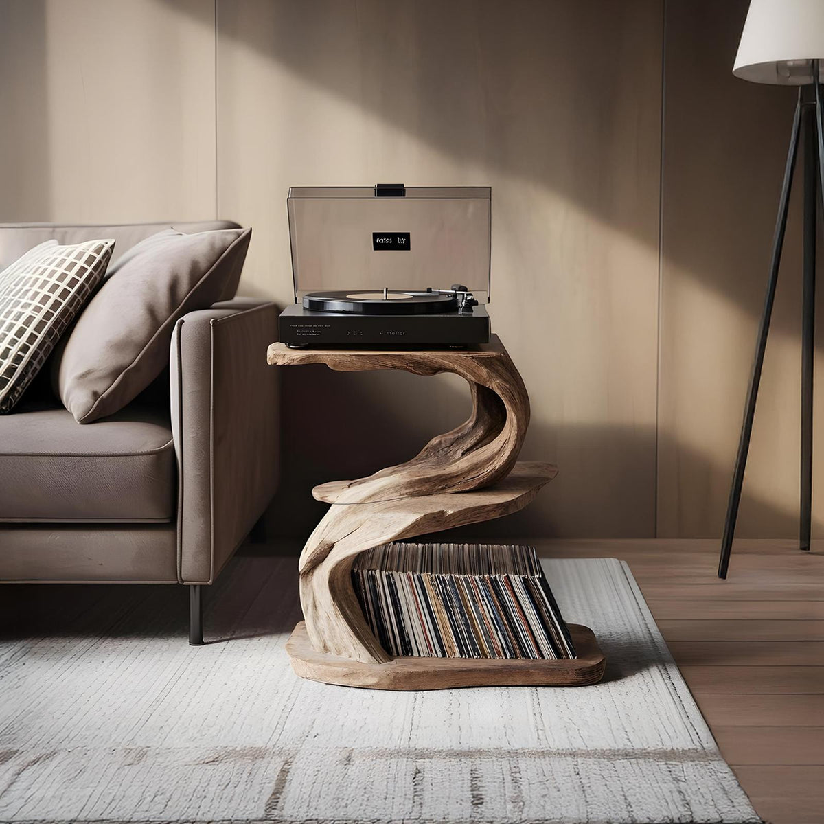 Rustic Record Stand Industrial Living Room Furniture