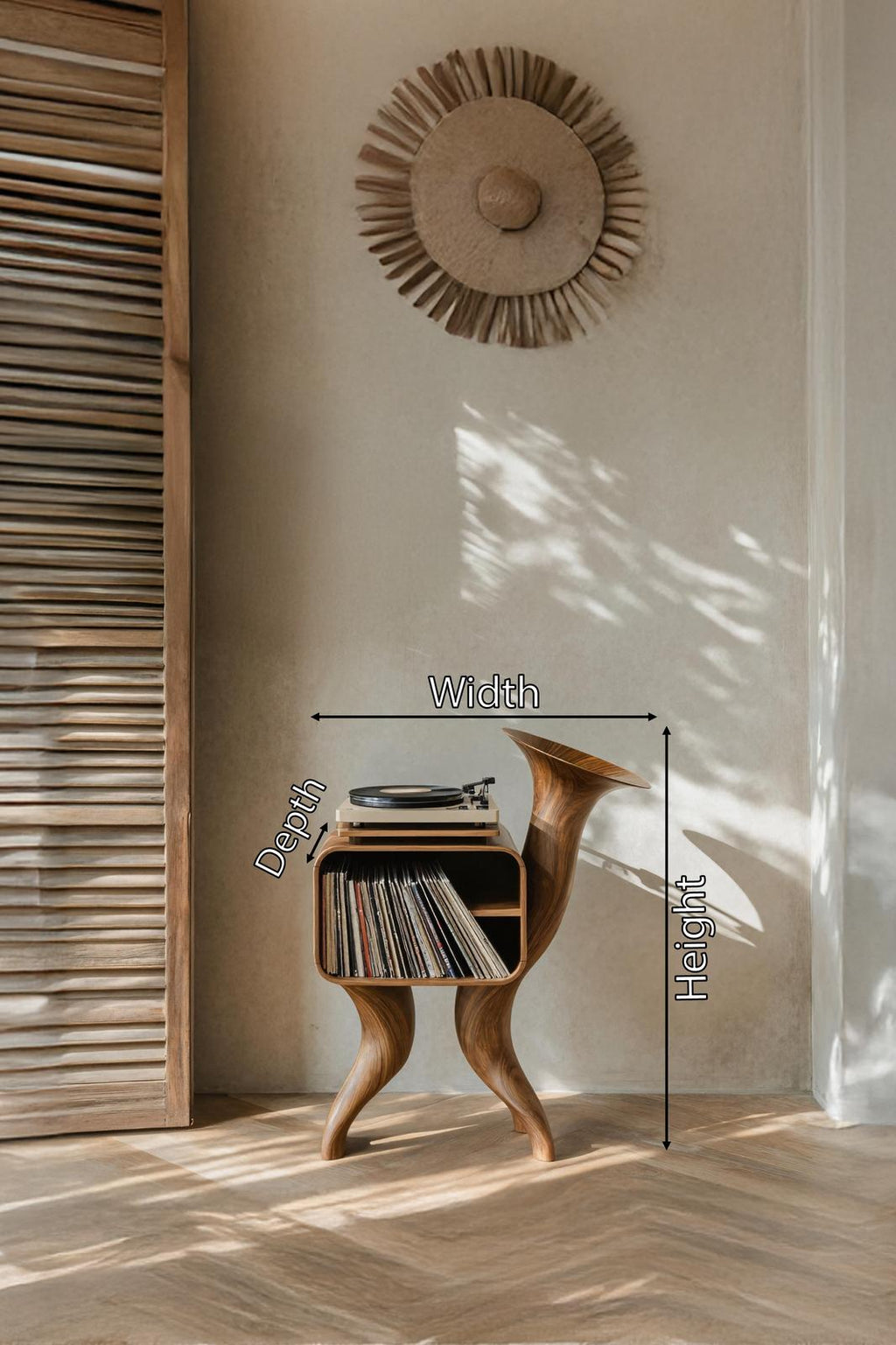 Rustic Wood Record Stand For Bedroom Organization