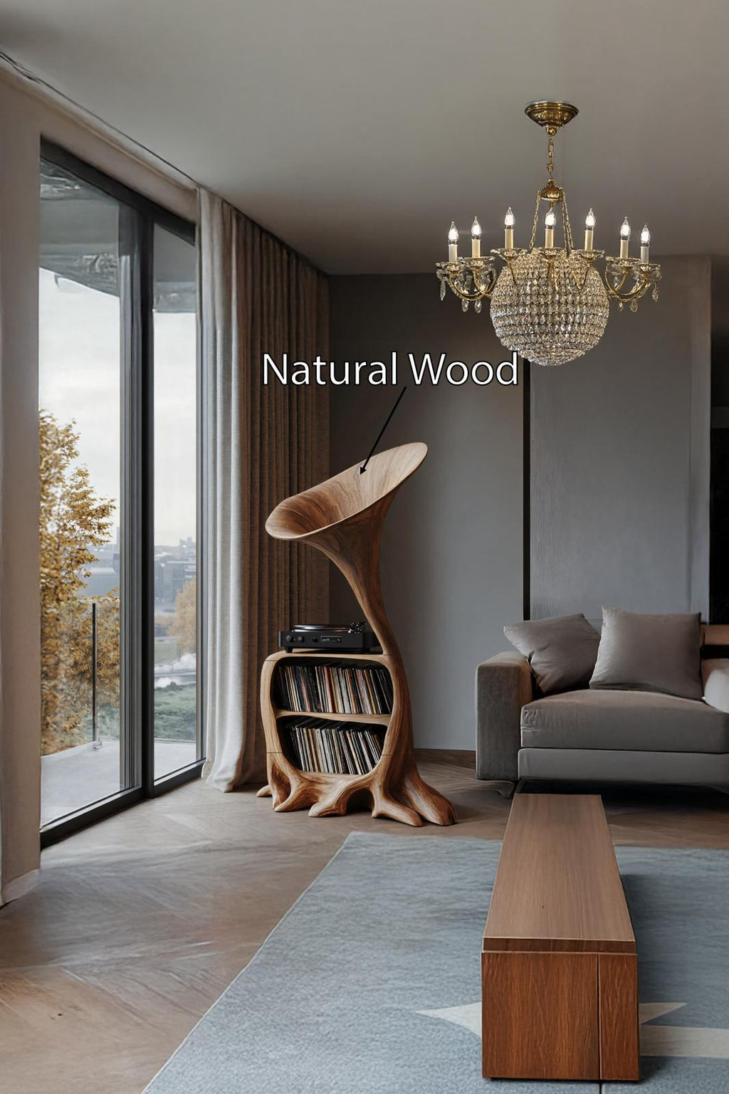 Rustic Wooden Vinyl Storage For Entryway Design