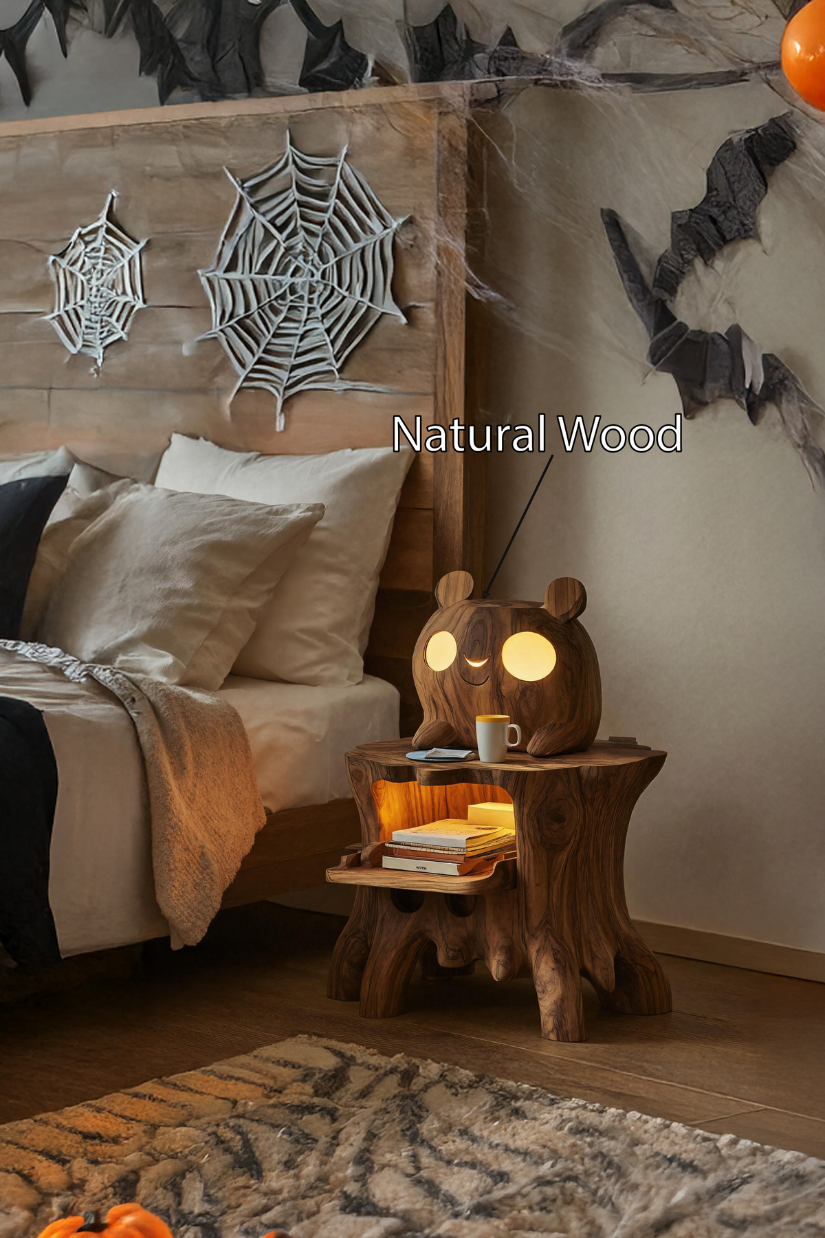 Spry Interior Rustic Wooden Side Table, Solid Wood End Table & Bedside Nightstand for Modern Bedroom, Living Room Decor SILDTTRNS015