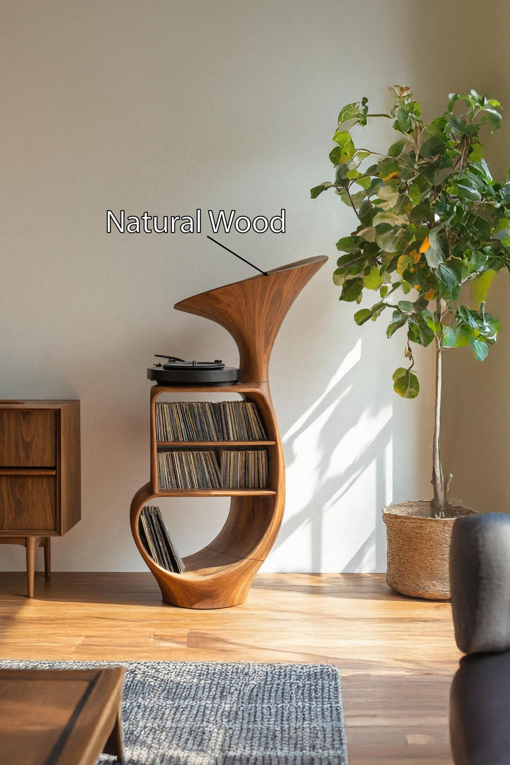 Rustic Vinyl Record Cabinet For Furniture Decor