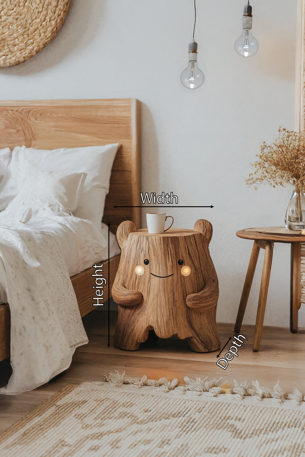 Mid-Century Wood Side Table, Solid Wood Nightstand & Bedside End Table for Small Bedroom, Living Room Spaces