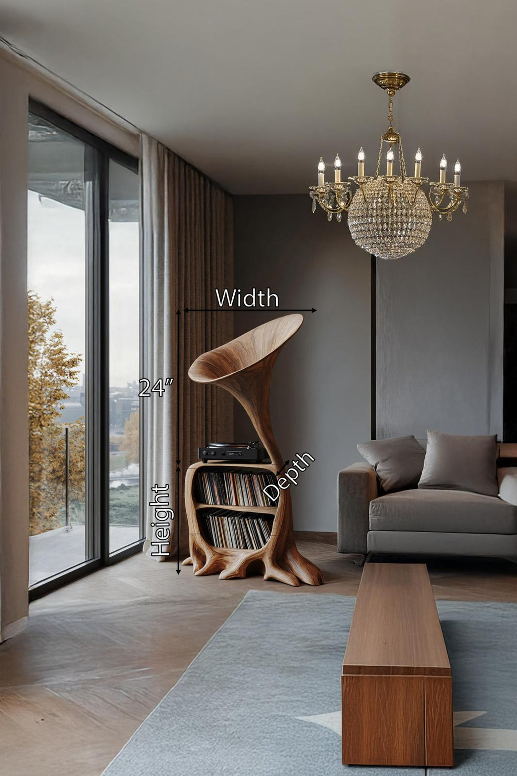 Rustic Wooden Vinyl Storage For Entryway Design