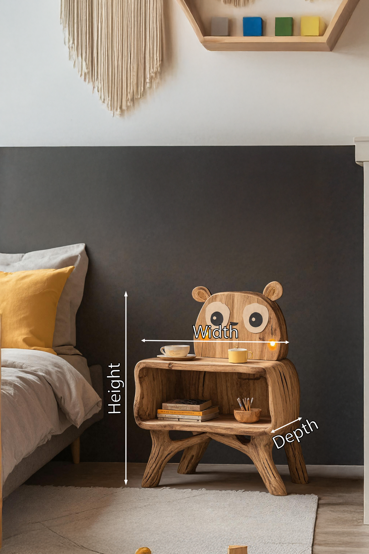 Spry Interior Mid-Century Wooden Nightstand, Solid Wood Bedside Table, Modern End Table with Drawers for Bedroom Decor SILDTTRNS001