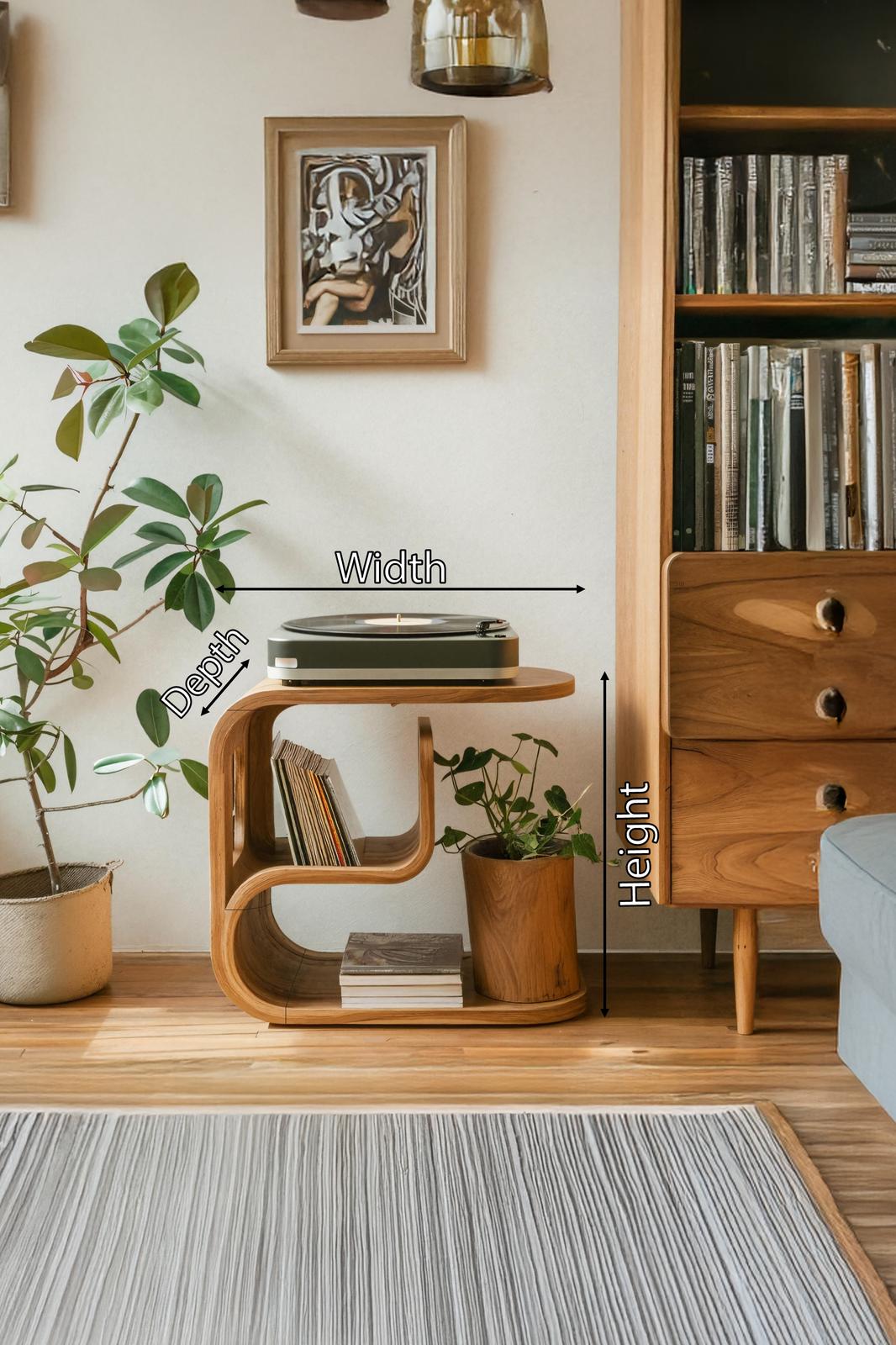 Rustic Wood Vinyl Player Stand For Livingroom Setup
