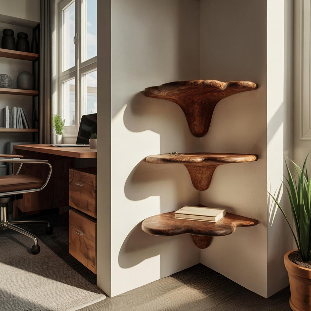 Farmhouse Solid Wood Mushroom Shelf For Living Room Furniture Design