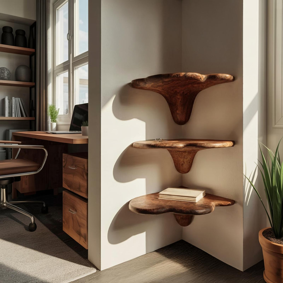 Farmhouse Solid Wood Mushroom Shelf For Living Room Furniture Design